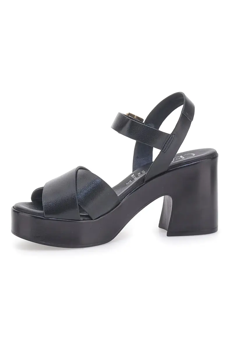 Sandali neri con plateau e cinturino Made in Italy Pittarello Class 57246 [NERO] miniatura 4