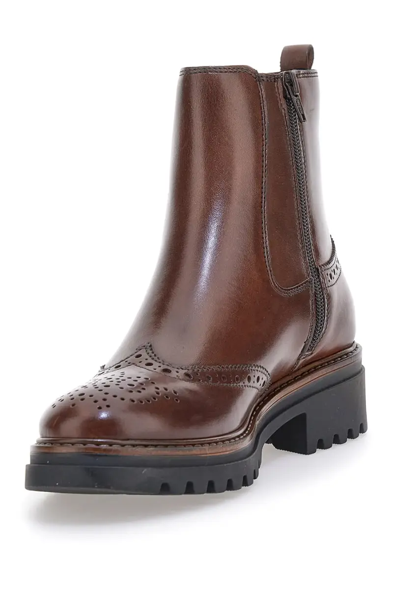 Stivaletti marroni in vera pelle con lavorazione brogue Pittarello class 682 [MARRONE] miniatura 4