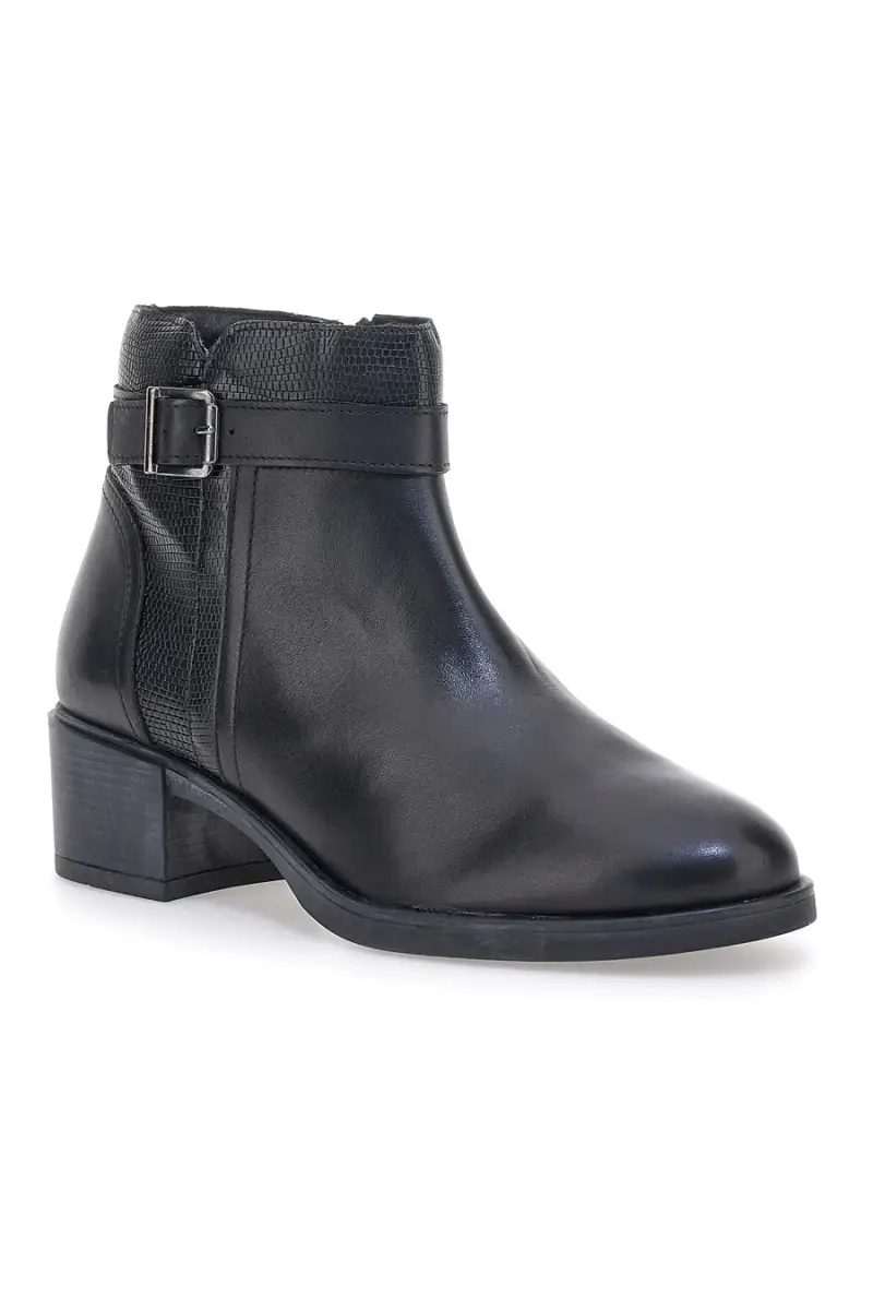 Stivaletti neri in pelle con fibbia laterale Pittarello Class 853065 [NERO] miniatura 2