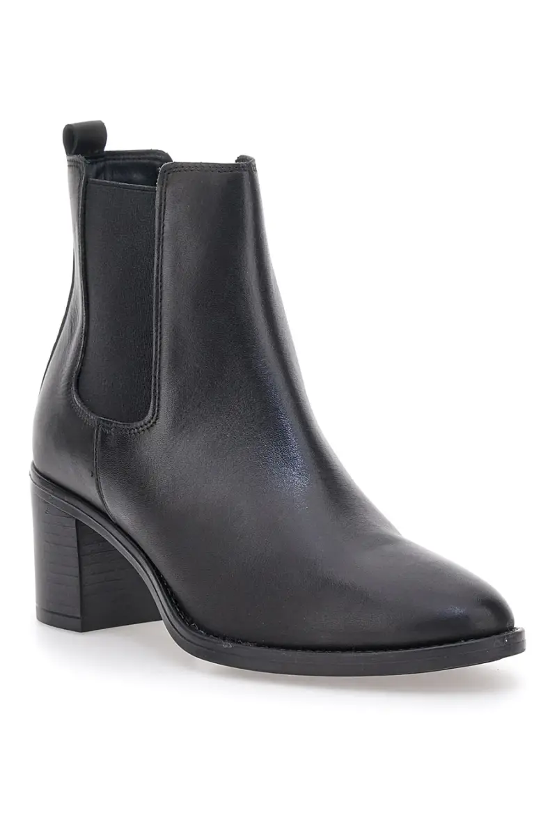 Stivaletti neri in vera pelle con tacco largo e inserti elasticizzati Pittarello class 873240 [NERO] miniatura 2