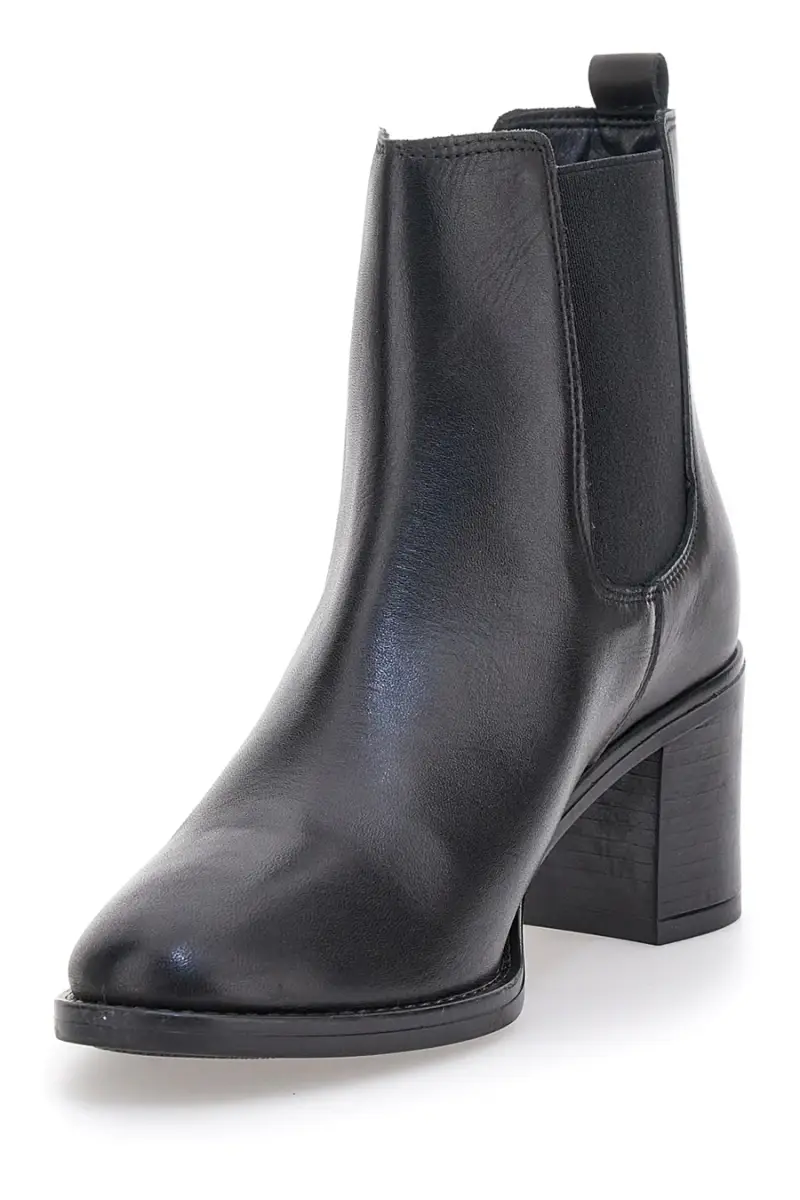 Stivaletti neri in vera pelle con tacco largo e inserti elasticizzati Pittarello class 873240 [NERO] miniatura 3