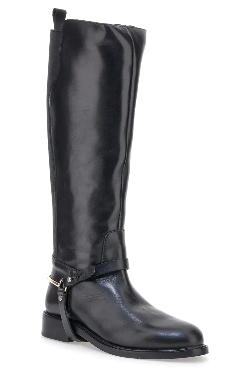 Stivali neri in vera pelle con cinturino e dettaglio dorato Pittarello Class LFL2515 [NERO] miniatura 2