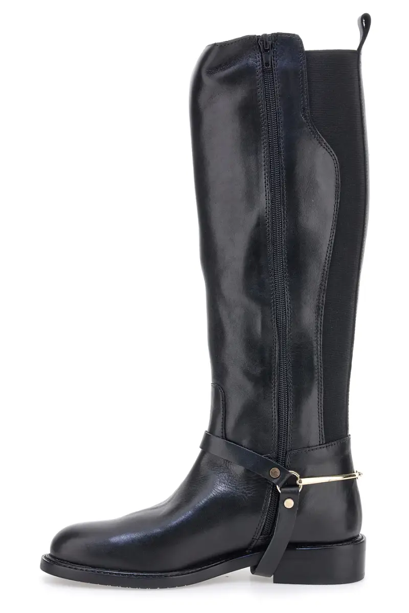 Stivali neri in vera pelle con cinturino e dettaglio dorato Pittarello Class LFL2515 [NERO] miniatura 4