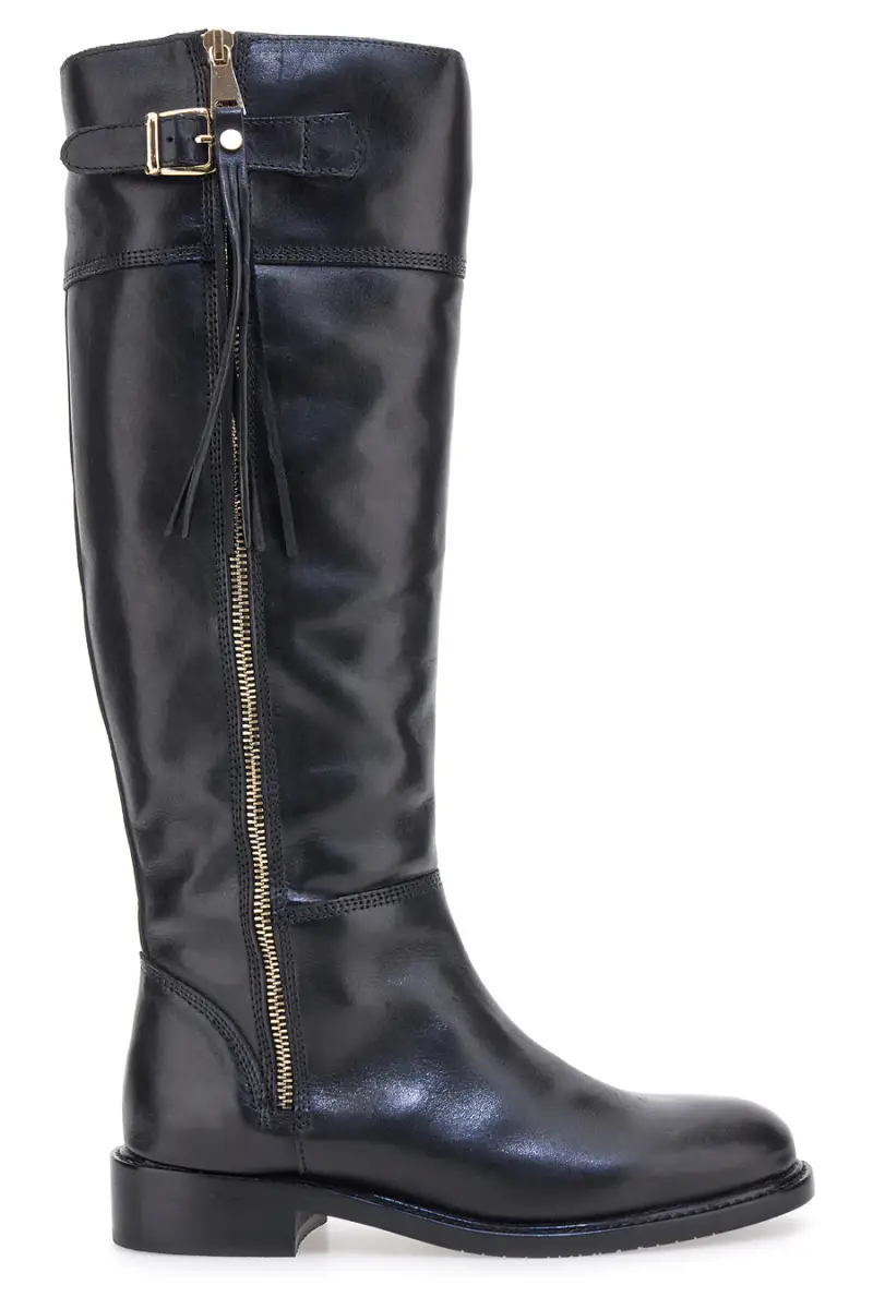 Stivali neri in vera pelle con zip dorata e fibbia Pittarello Class LFL2543 [NERO]