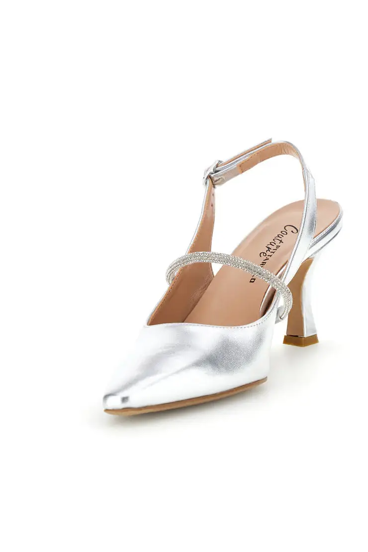 Scarpe slingback argento a punta con cinturino Pittarello couture 8330 [ARGENTO] miniatura 4