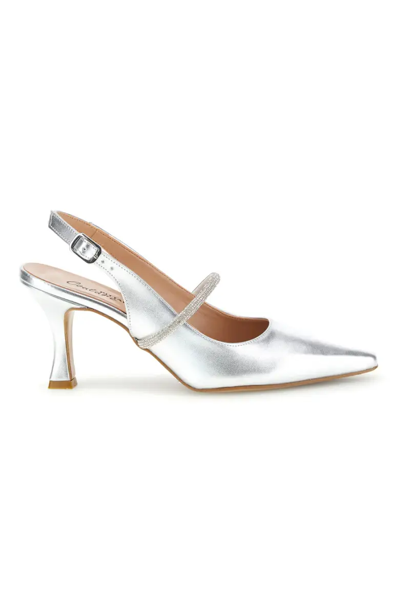 Scarpe slingback argento a punta con cinturino Pittarello couture 8330 [ARGENTO]