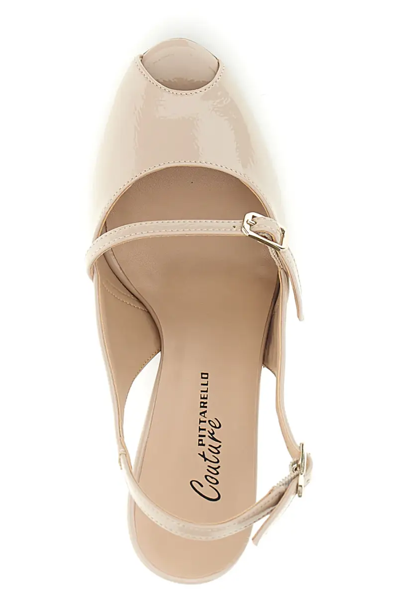 Scarpe slingback beige con punta aperta e cinturino Pittarello couture 2811 [NUDE] miniatura 3