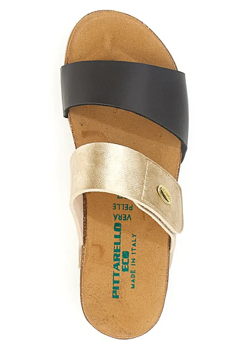 Ciabatte beige e neri con plantare comfort PITTARELLO ECO 293A480SR [PLATINO miniatura 3