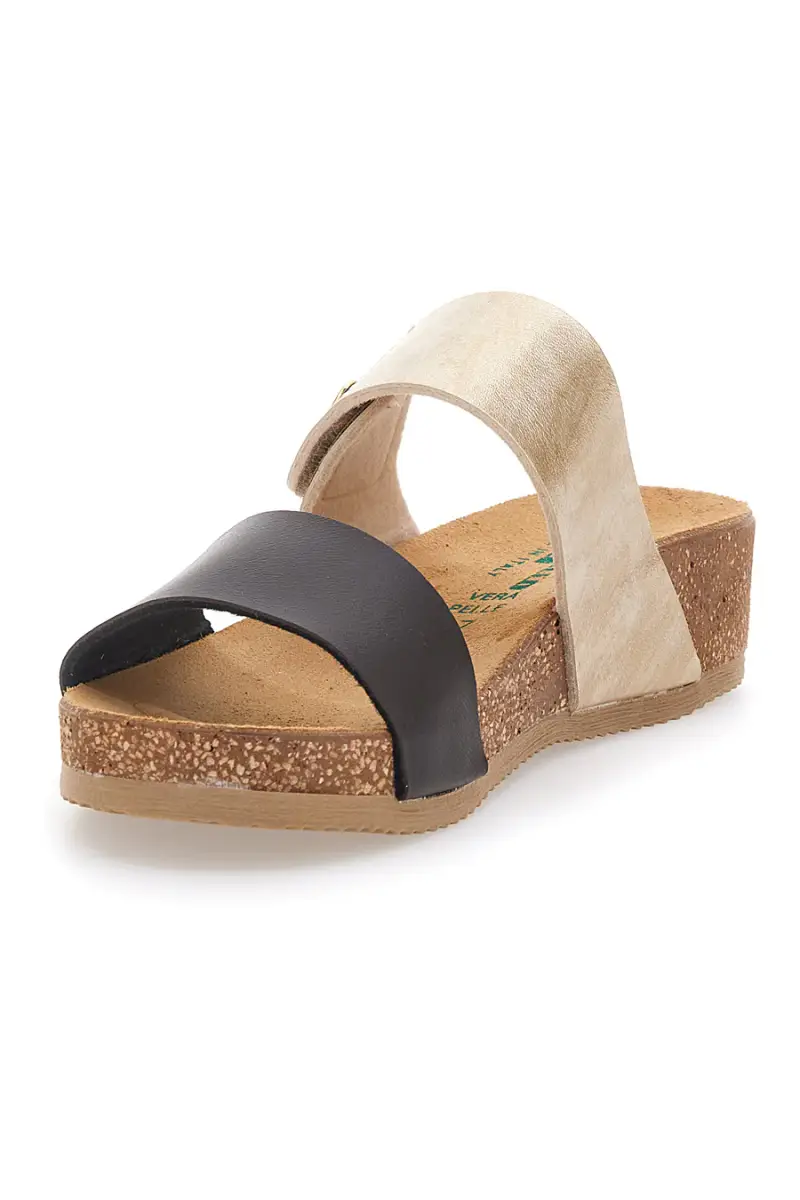 Ciabatte beige e neri con plantare comfort PITTARELLO ECO 293A480SR [PLATINO miniatura 4