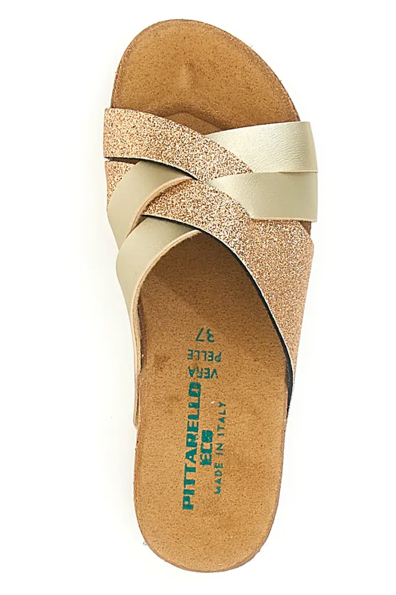 Ciabatte oro rosa glitter con plantare comfort PITTARELLO ECO 293A520SR [PLATINO] miniatura 3