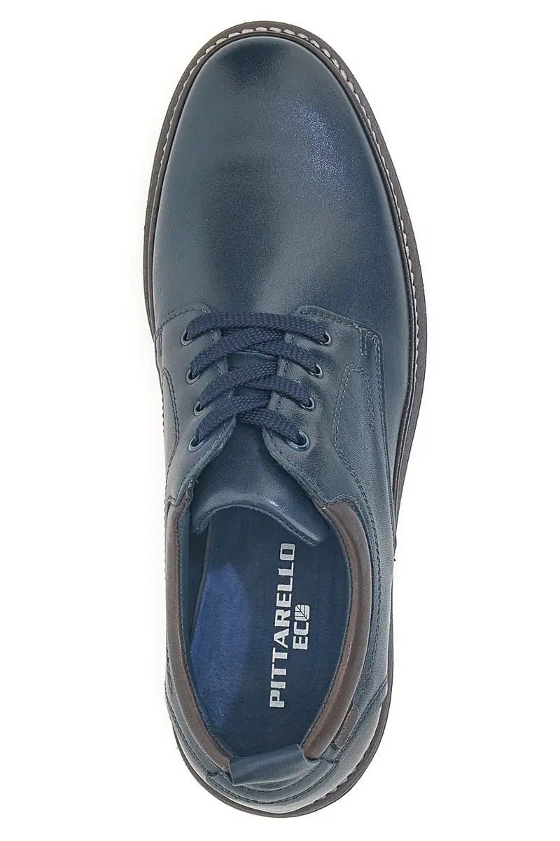 Stringate blu in pelle con suola a contrasto Pittarello Eco 252480002 [MARRONE miniatura 3