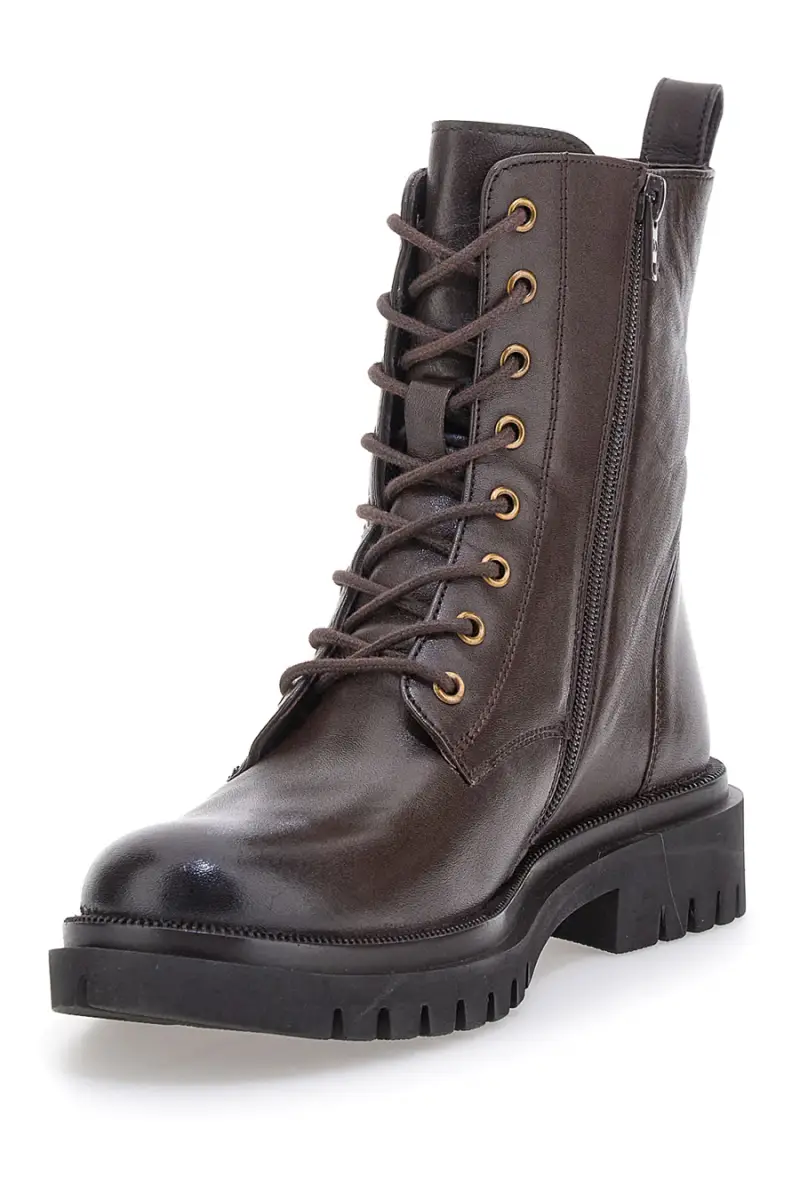 Anfibi marroni con suola carrarmato e zip laterale Pittarello Focus KI6193 [MARRONE] miniatura 4