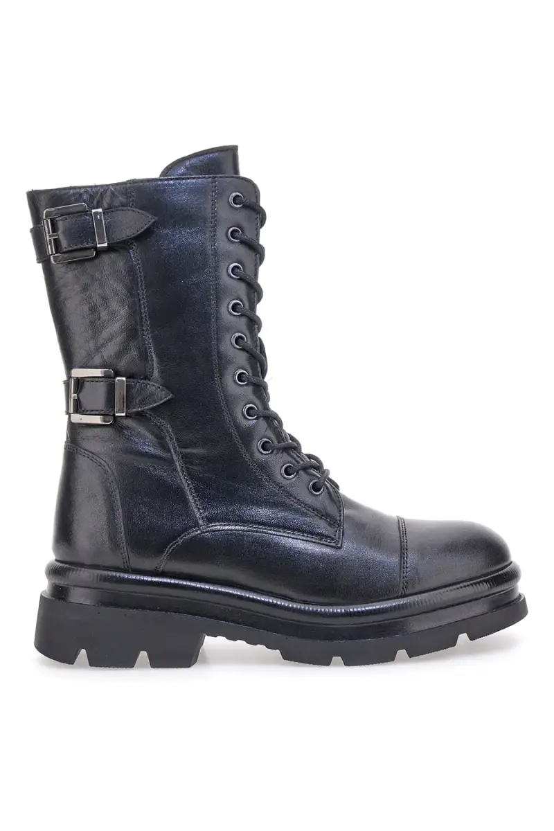 Anfibi neri con fibbie e suola carrarmato Pittarello FOCUS KI6062 [NERO]