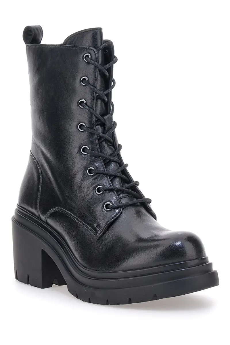 Anfibi neri con tacco largo e chiusura stringata Pittarello Focus KI4040 [NERO] miniatura 2