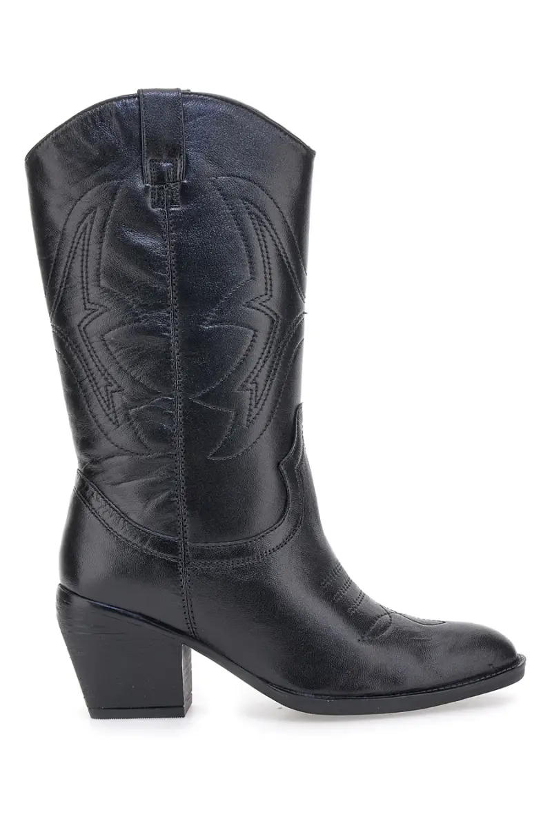 Stivali texani neri in vera pelle con tacco largo Pittarello Focus KI5496 [NERO]