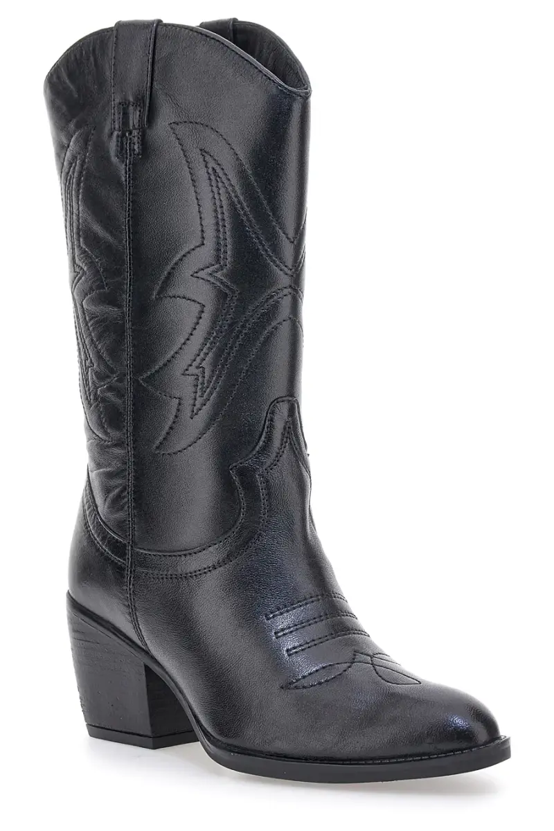 Stivali texani neri in vera pelle con tacco largo Pittarello Focus KI5496 [NERO] miniatura 2