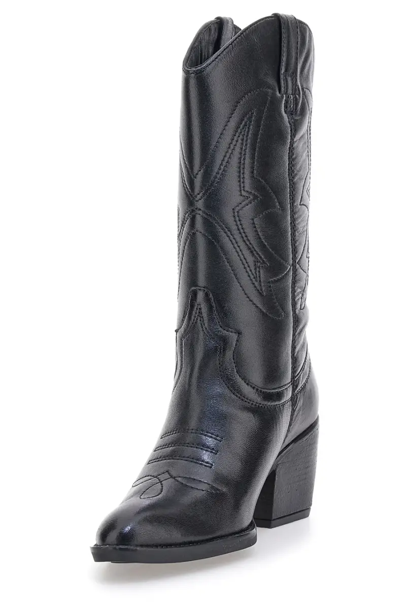 Stivali texani neri in vera pelle con tacco largo Pittarello Focus KI5496 [NERO] miniatura 3