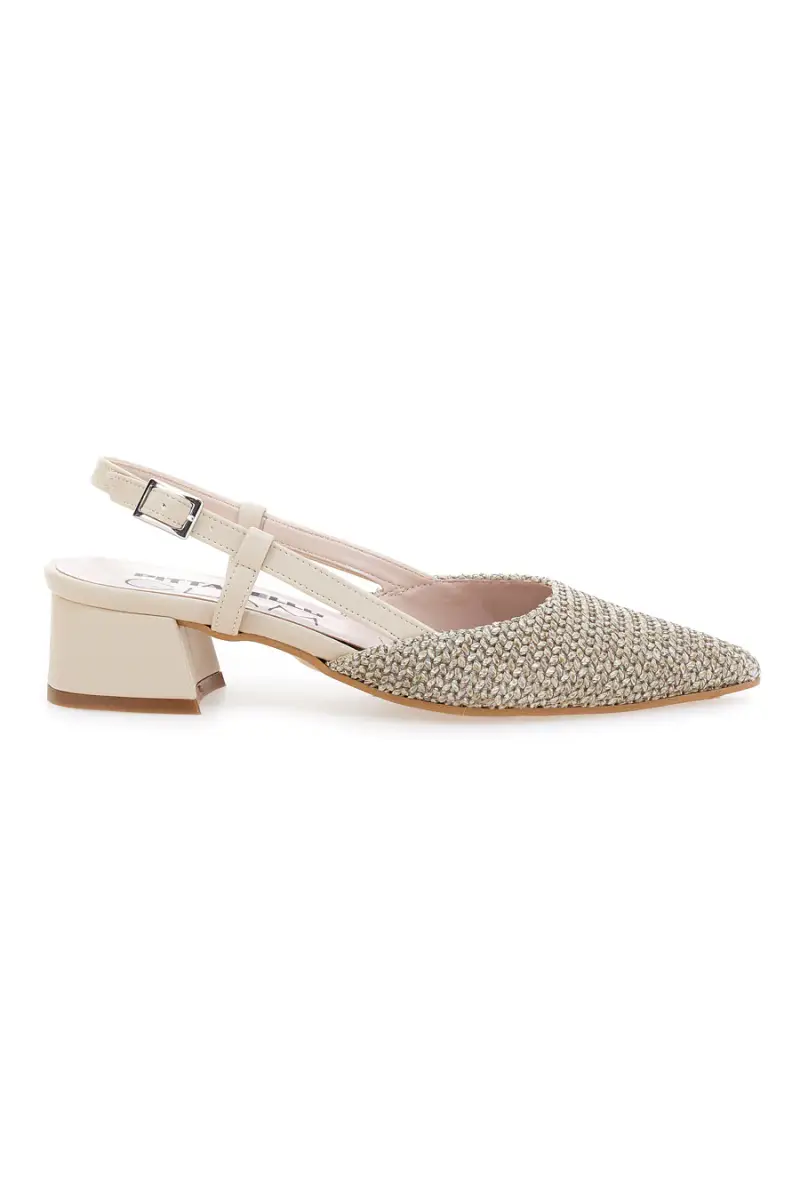 Décolleté da donna beige con strass e cinturino slingback Pittarello Glam 3124 [BEIGE]