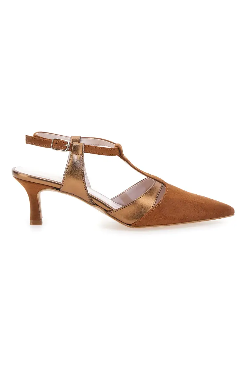 Décolleté slingback marrone con cinturino Made in Italy Pittarello Glam 4003 [MARRONE]