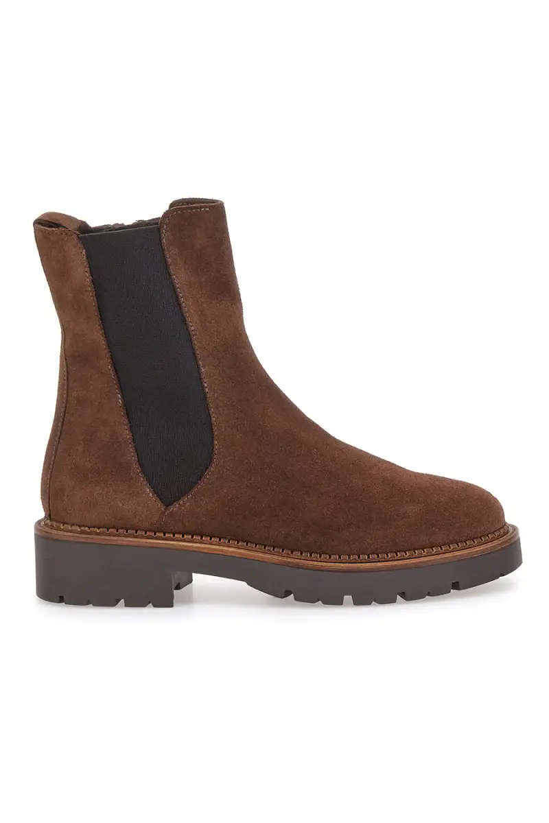 Stivaletti marroni scamosciati in vera pelle con inserti elasticizzati Pittarello glam 6436675 [MARRONE]