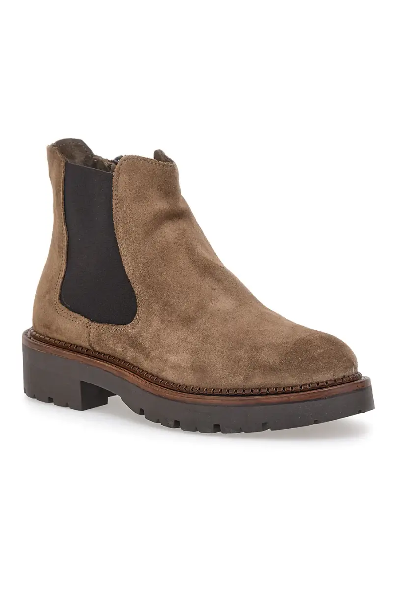 Stivaletti marroni scamosciati in vera pelle con suola carrarmato Pittarello glam 6436019 [TAUPE] miniatura 2