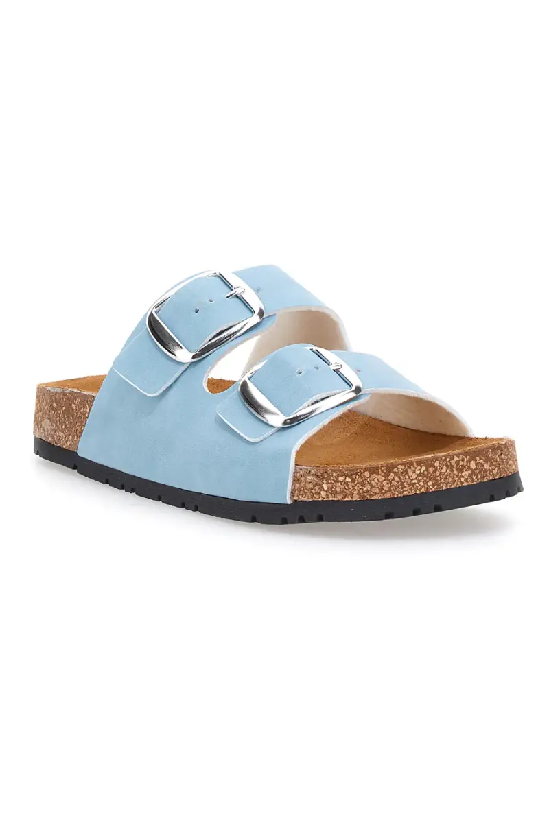 Ciabatte azzurre doppia fibbia sottopiede in pelle suola antiscivolo Pittarello Green walk 335CF20630SR [ACQUA] miniatura 2