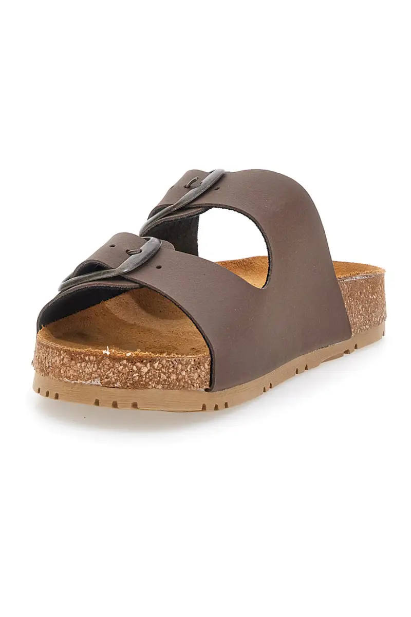 Ciabatte marroni doppia fibbia sottopiede in pelle suola antiscivolo Pittarello Green walk 335CF20630SR [MARRONE] miniatura 3