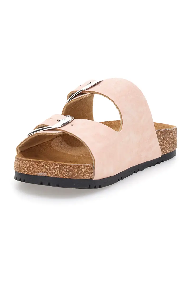 Ciabatte rosa doppia fibbia sottopiede in pelle suola antiscivolo Pittarello Green walk 335CF20630SR [ROSA] miniatura 3