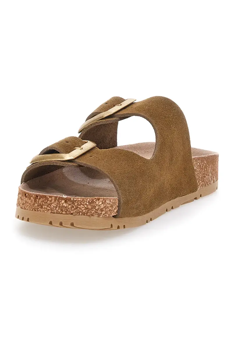 Ciabatte taupe doppia fibbia suola antiscivolo Pittarello Green Walk Vegan 335CF20631S [TAUPE] miniatura 3