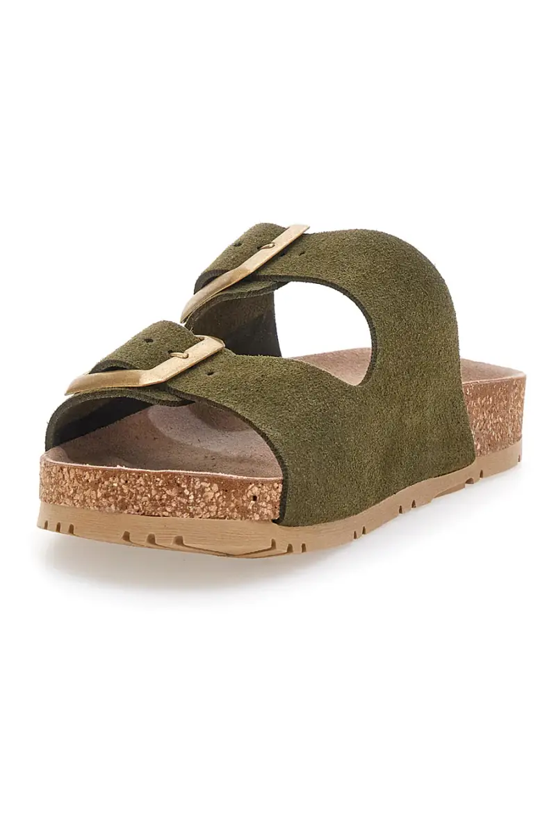 Ciabatte verdi oliva doppia fibbia suola antiscivolo Pittarello Green Walk vegan 335CF20631S [VERDE] miniatura 3