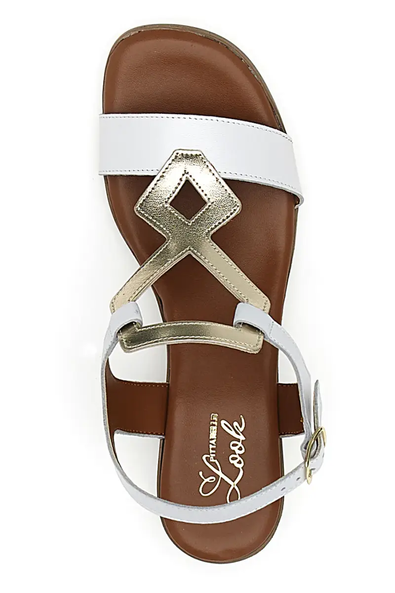 Sandali Bianchi con Tomaia in Pelle Pittarello Look 244295 [BIANCO miniatura 2