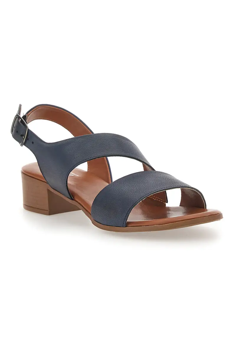 Sandali Blu con Tacco Basso e Tomaia in Pelle PITTARELLO LOOK 243080 [NAVY] miniatura 2