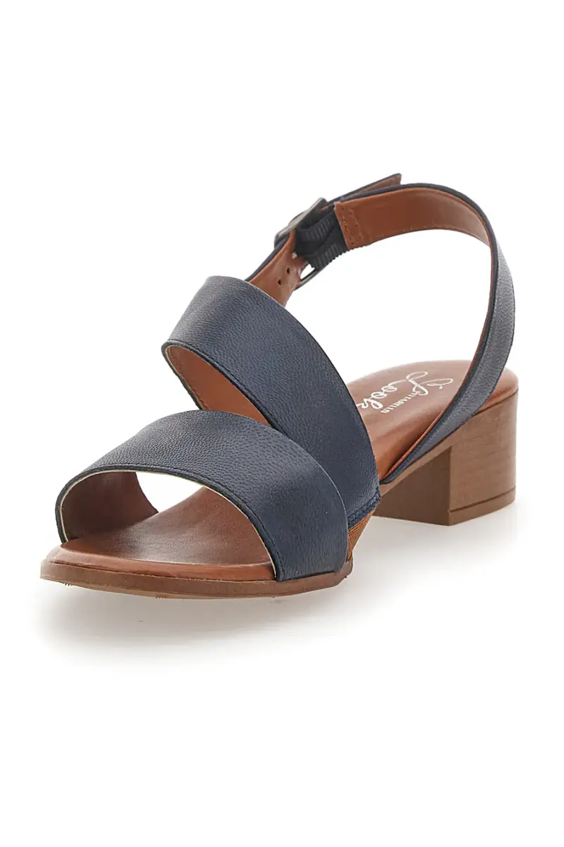 Sandali Blu con Tacco Basso e Tomaia in Pelle PITTARELLO LOOK 243080 [NAVY] miniatura 3