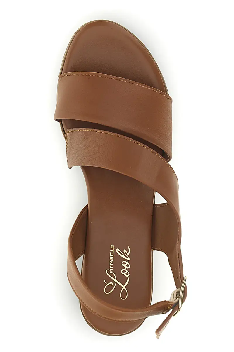 Sandali marroni in pelle con fasce incrociate Pittarello look 243080 [BRANDY] miniatura 3