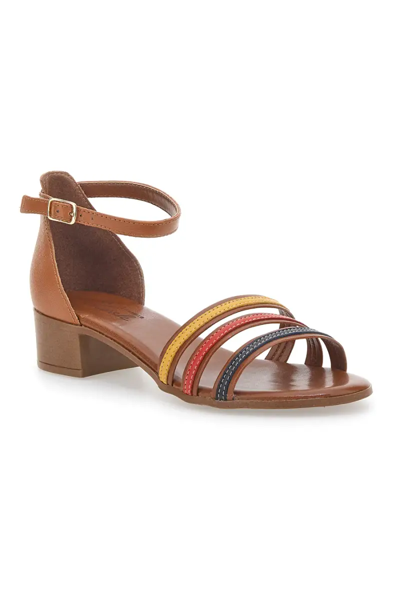 Sandali Multicolor in Vera Pelle Pittarello Look 243130 [BRANDY] miniatura 2