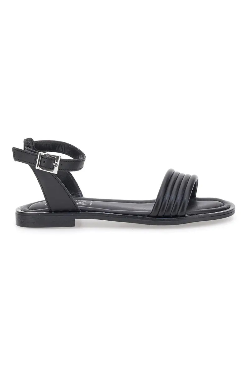 Sandali Neri Flat Con Cinturino Regolabile Pittarello Look DC43877 [NERO]