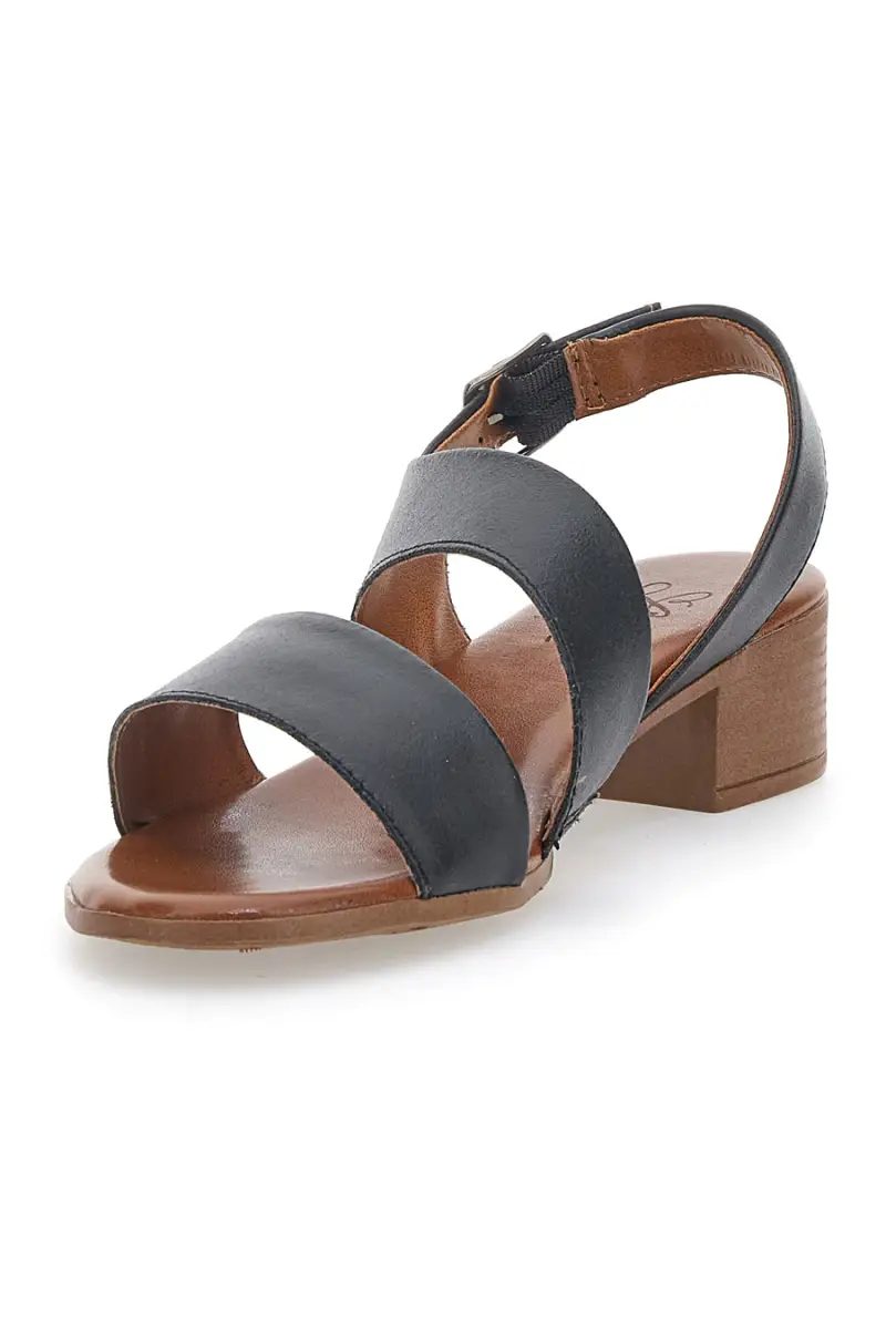 Sandali Neri In Vera Pelle Con Tacco 4 Cm Pittarello Look 243080 [NERO] miniatura 3