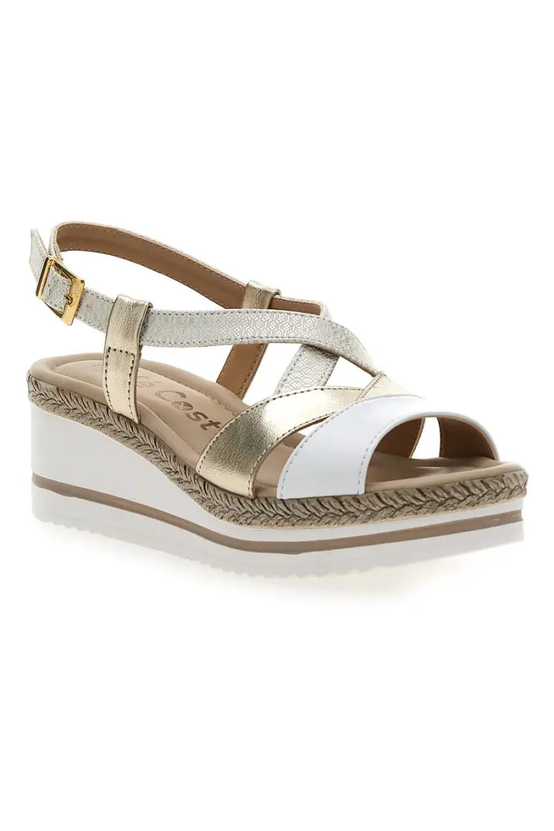 Sandalo Bianco e Beige con Zeppa Media PITTARELLO LOOK MK3234109 [BIANCO miniatura 2