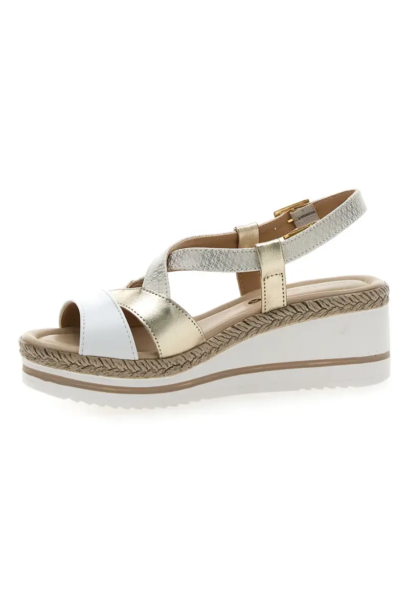 Sandalo Bianco e Beige con Zeppa Media PITTARELLO LOOK MK3234109 [BIANCO miniatura 4