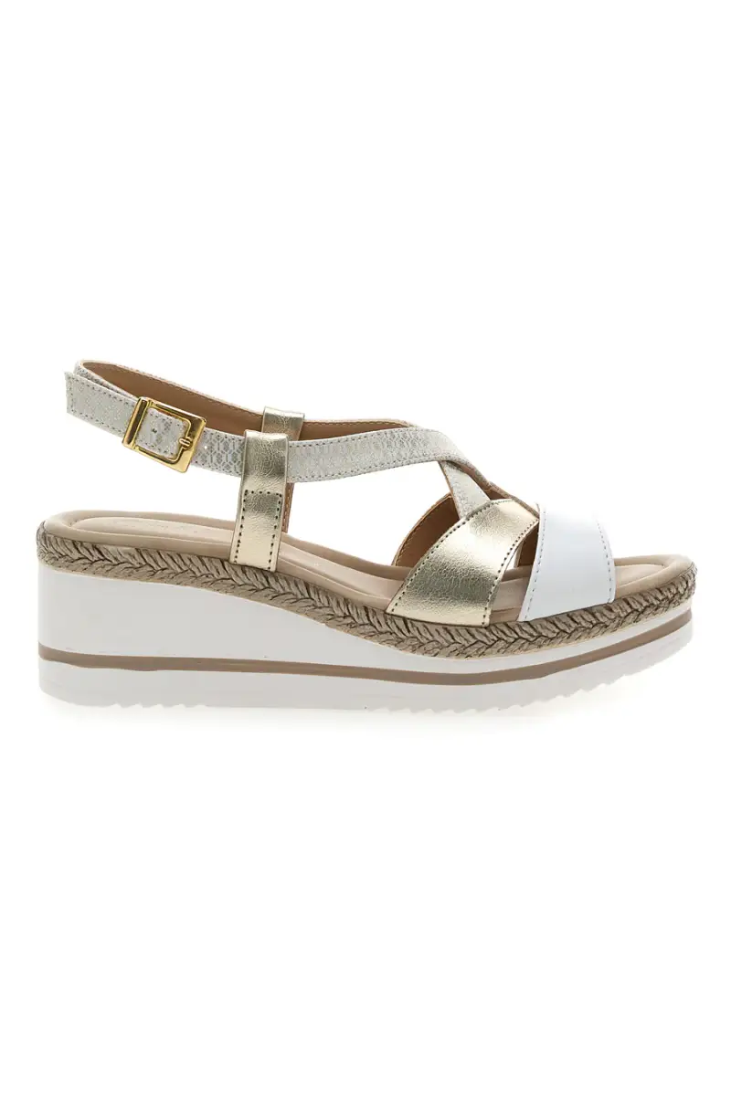 Sandalo Bianco e Beige con Zeppa Media PITTARELLO LOOK MK3234109 [BIANCO