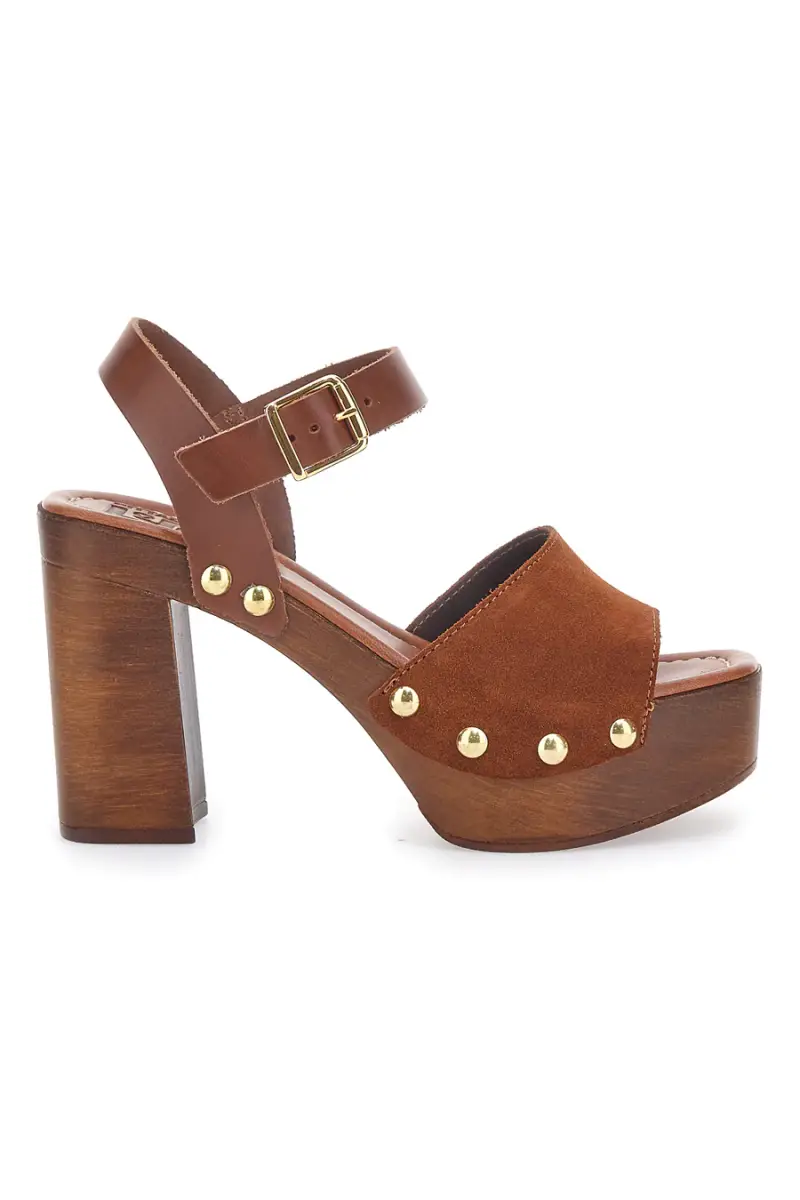 Sandali Marroni con Borchie e Tacco Alto Effetto Legno PITTARELLO LOVE 35021 [MARRONE] miniatura 2