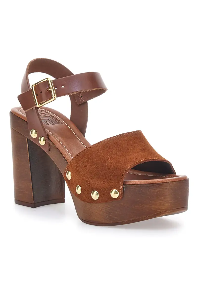 Sandali Marroni con Borchie e Tacco Alto Effetto Legno PITTARELLO LOVE 35021 [MARRONE] miniatura 3