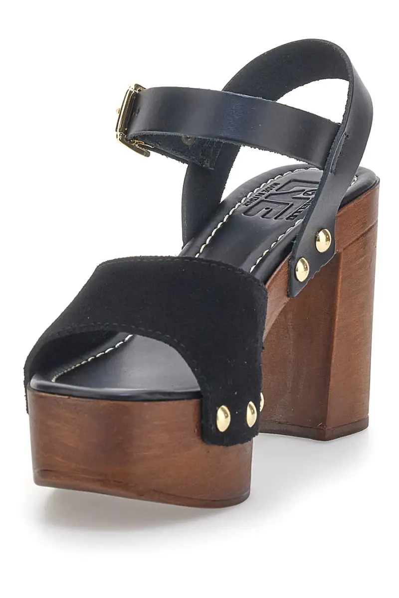 Sandali Neri con Tacco Alto Effetto Legno PITTARELLO LOVE 35021 [NERO] miniatura 3