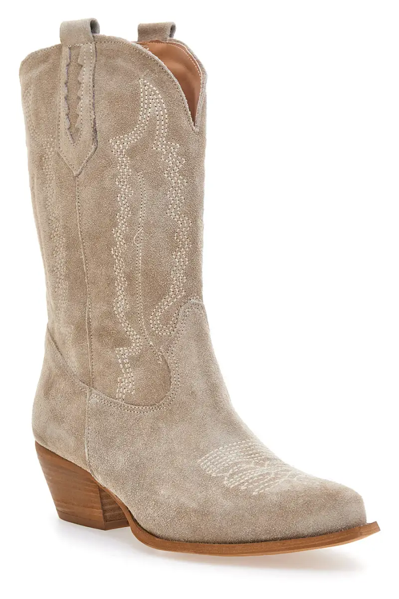 Stivaletti texani beige in vera pelle ricamati Pittarello love TEX4090 [BEIGE] miniatura 2