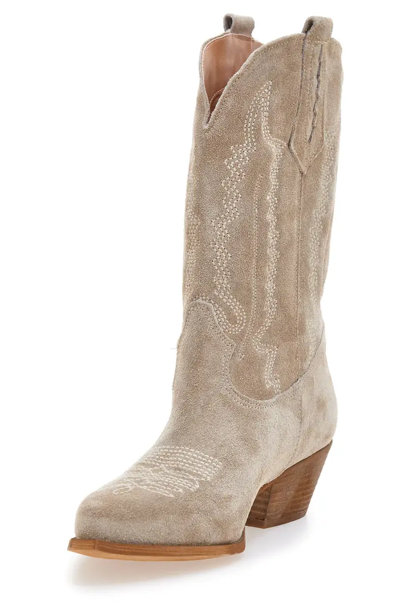 Stivaletti texani beige in vera pelle ricamati Pittarello love TEX4090 [BEIGE] miniatura 3