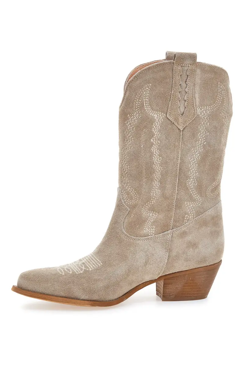 Stivaletti texani beige in vera pelle ricamati Pittarello love TEX4090 [BEIGE] miniatura 4