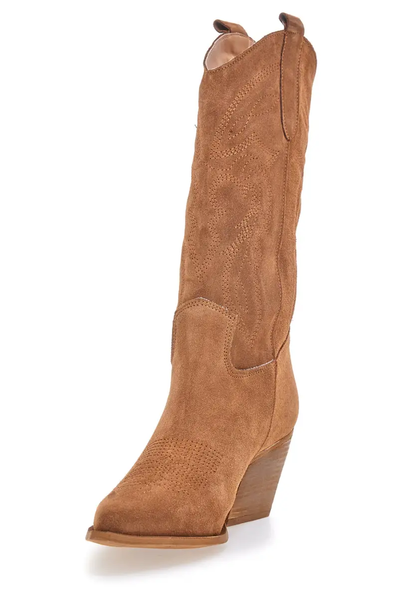 Stivaletti texani marroni in vera pelle ricamati Pittarello love TEX901RN [CUOIO] miniatura 3