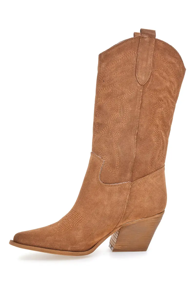 Stivaletti texani marroni in vera pelle ricamati Pittarello love TEX901RN [CUOIO] miniatura 5