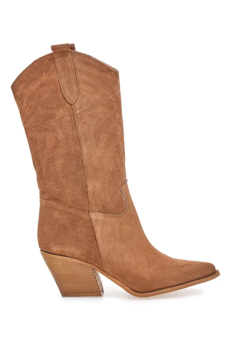 Stivaletti texani marroni in vera pelle ricamati Pittarello love TEX901RN [CUOIO]