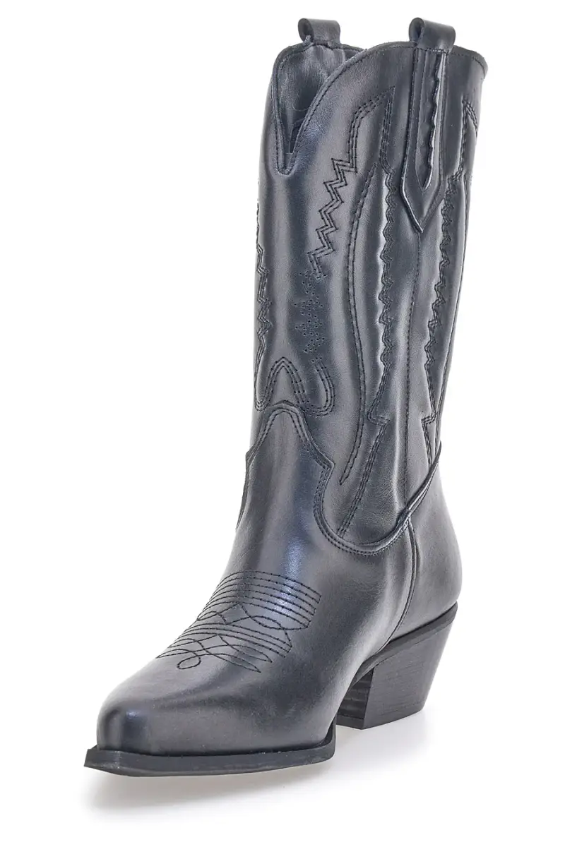 Stivaletti texani neri in vera pelle ricamati Pittarello love TEX4090 [NERO] miniatura 3